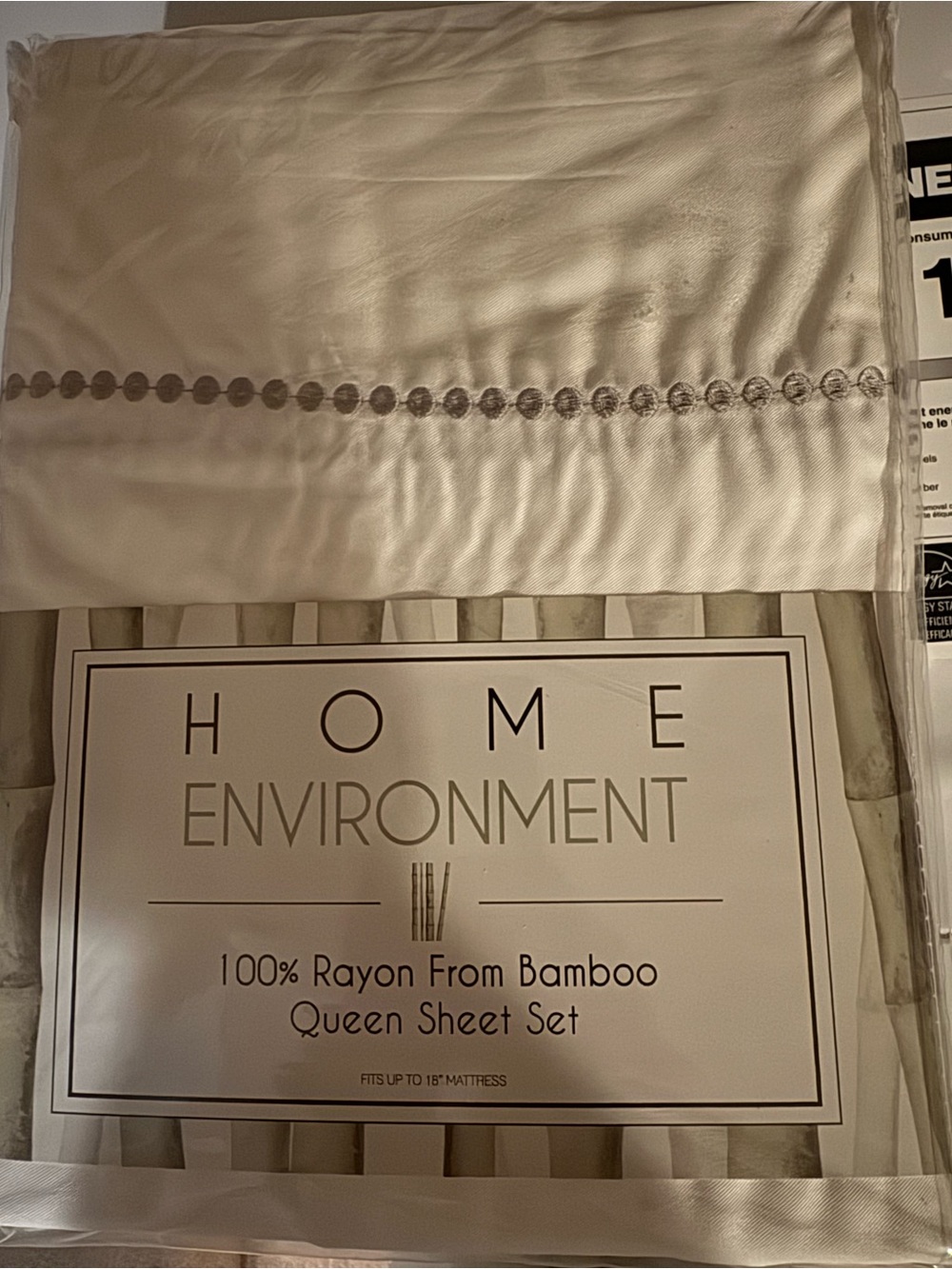 Home Environment Queen Bamboo Rayon Sheet Set - white with pearled hem
